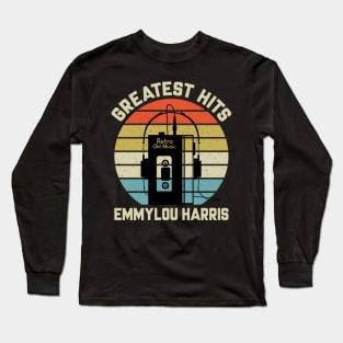 Greatest Hits Emmylou Retro Walkman Harris Vintage Art Long Sleeve T-Shirt